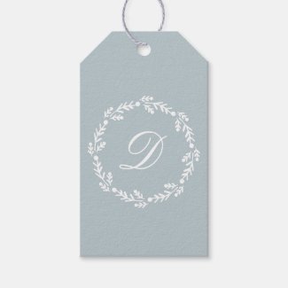 White Botanical Wreath Personalized Monogram Gift Tags