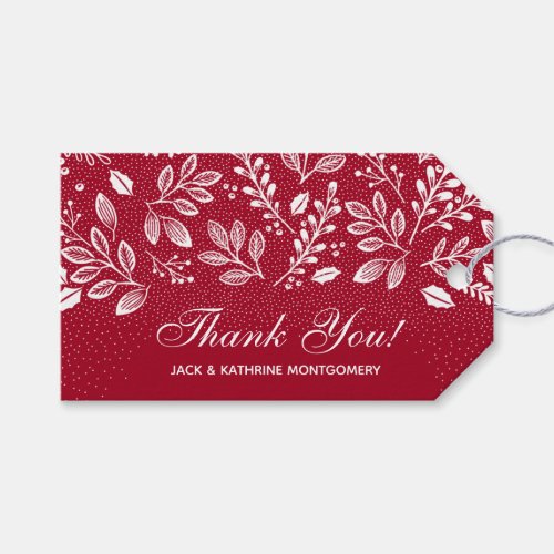 White Botanicals Cranberry Thank You Gift Tags