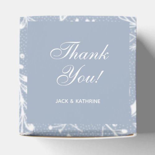 White Botanicals Dusty Blue Thank You Favor Boxes