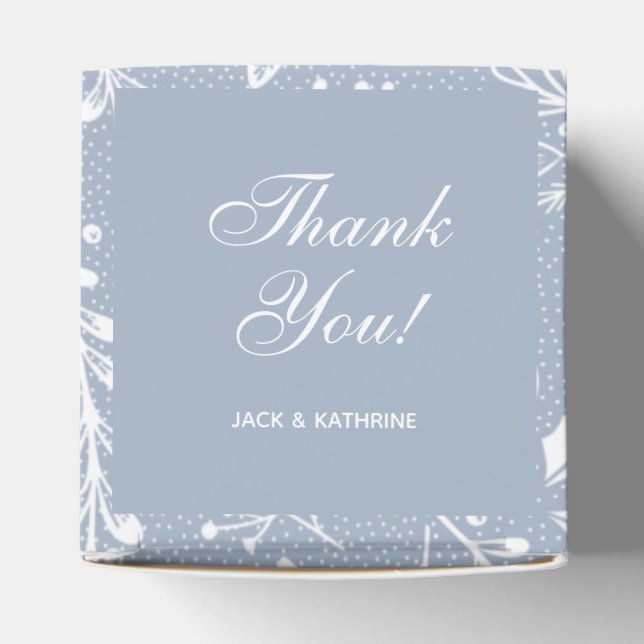White Botanicals Dusty Blue Thank You Favor Boxes (Top)