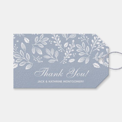 White Botanicals Dusty Blue Thank You Gift Tags
