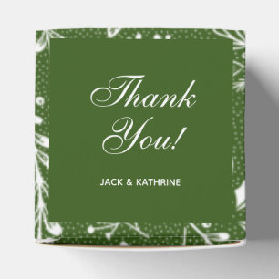 White Botanicals Green Thank You Favor Boxes