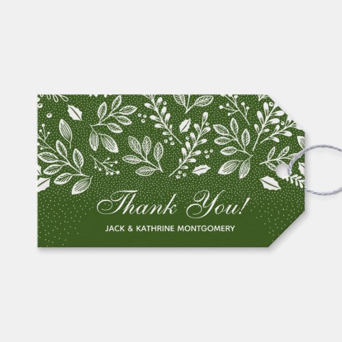White Botanicals Green Thank You Gift Tags