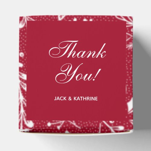 White Botanicals Red Thank You Favor Boxes