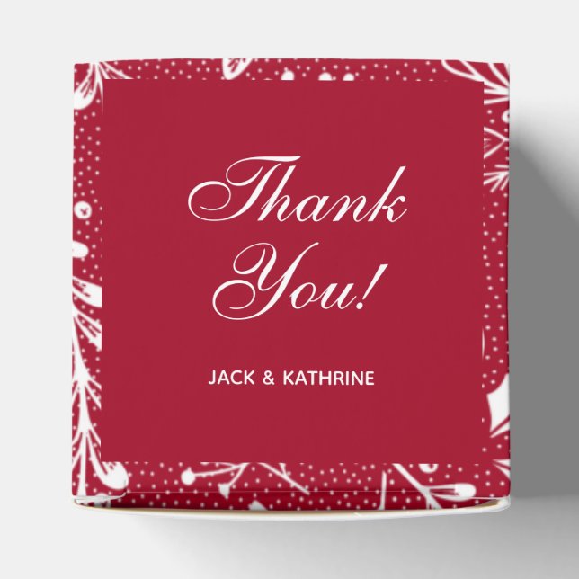 White Botanicals Red Thank You Favor Boxes (Top)
