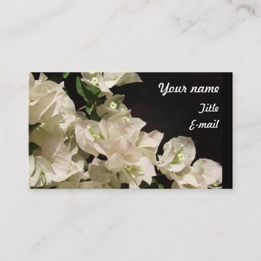 Customizable White Bougainvillea Flowers Business card