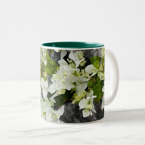 white bougainvillea or paperflower white as snow Two_Tone coffee mug
