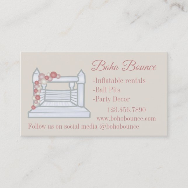 White Bounce House Inflatable Party Rentals Business Card (Front)