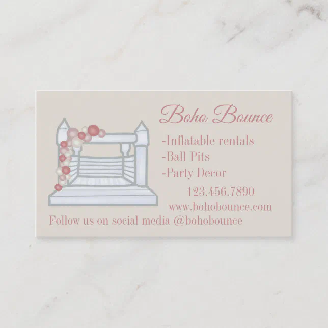 White Bounce House Inflatable Party Rentals Business Card | Zazzle