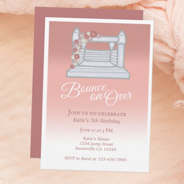 White Bounce House Pink Balloons Girls Birthday Invitation (Creator Uploaded)