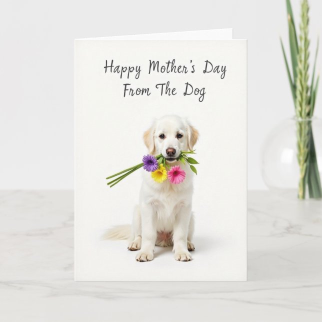 White Bouquet Dog Card (Front)