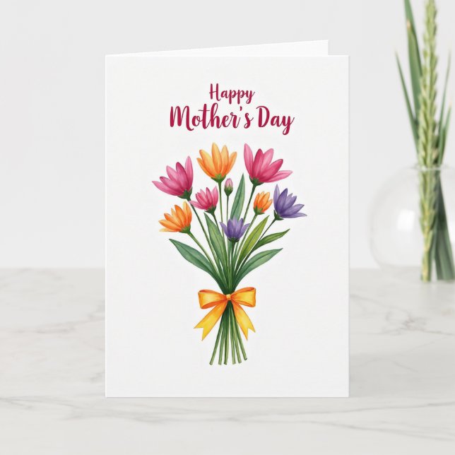 White Bouquet Floral Card (Front)