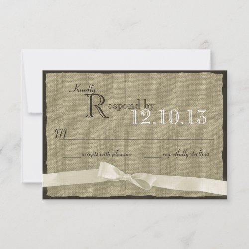 White Bow and Burlap Wedding Response Announcements