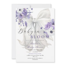 White Bow Baby in Bloom Baby Shower Purple Floral