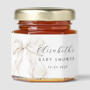 White Bow Baby Shower Honey Jar Favors
