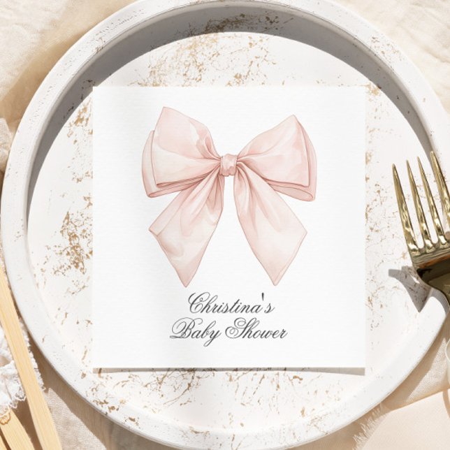 White Bow Baby Shower Napkins (Creator Uploaded)