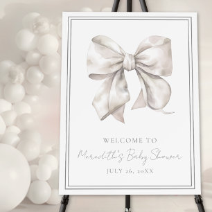 White Bow Baby Shower Welcome Sign