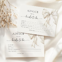 White Bow Bridal Shower Advice Card