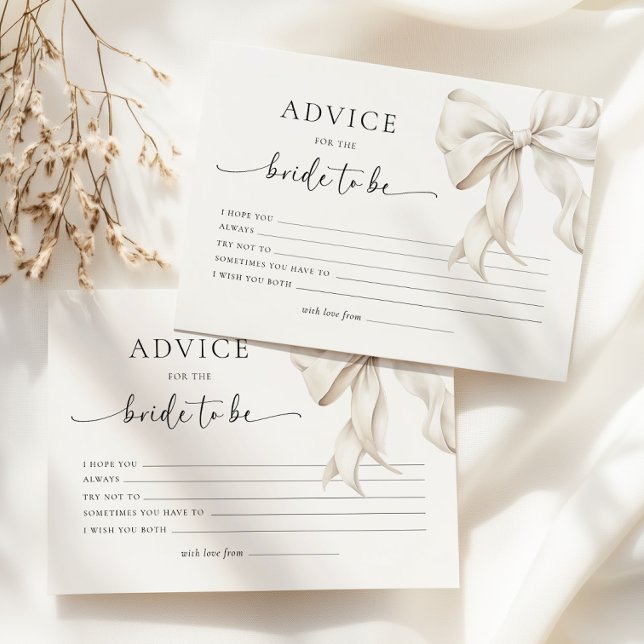 White Bow Bridal Shower Advice Card (Creator Uploaded)