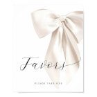 White Bow Bridal Shower Favors Table Sign