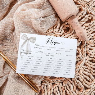 White Bow Bridal Shower Recipe Card