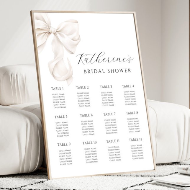 White Bow Bridal Shower Seating Chart (Creator Uploaded)