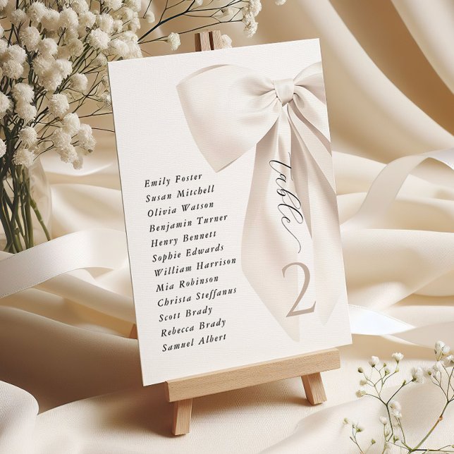 White Bow Bridal Shower Seating Chart Card (Creator Uploaded)