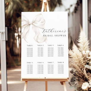 White Bow Bridal Shower Seating Chart Foam Board