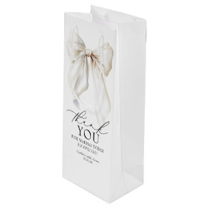 White Bow Bridal Shower Thank You Favors Wine Gift Bag