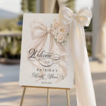 White Bow Bridal Shower Welcome