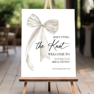 White Bow Bridal Shower Welcome Foam Board