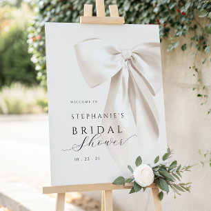 White Bow Bridal Shower Welcome Sign