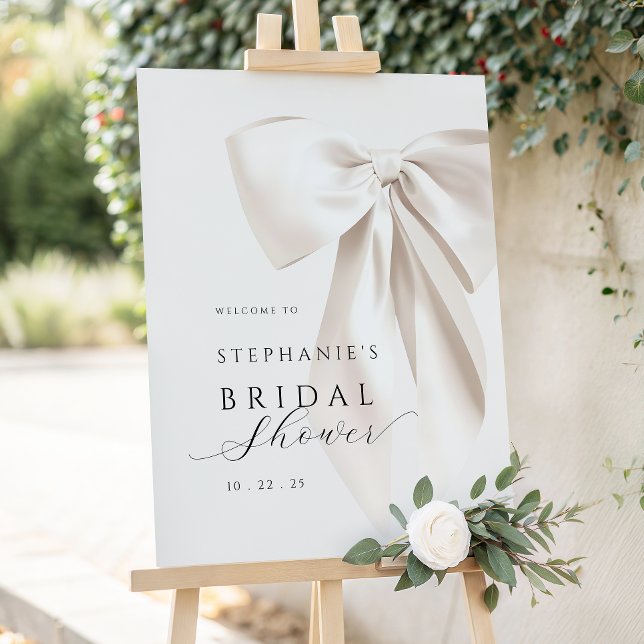 White Bow Bridal Shower Welcome Sign (Creator Uploaded)