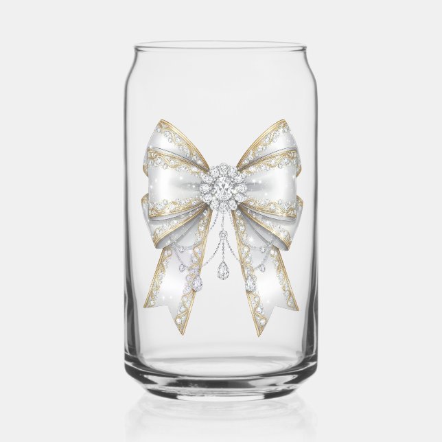 white bow can glass (Front)