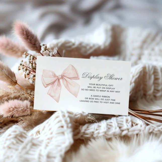 White Bow Display Baby Shower Enclosure Card (Creator Uploaded)