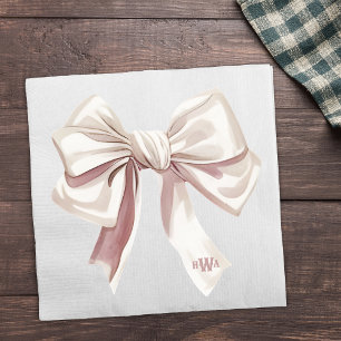 White Bow Monogram Preppy Napkin