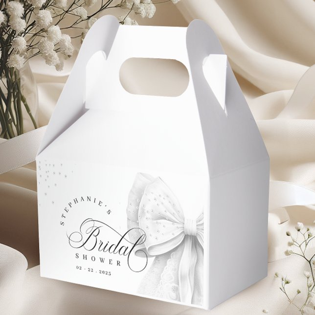 White Bow Pearls Bridal Shower Favor Boxes (Creator Uploaded)