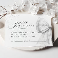 White Bow Pearls Guess How Many Bridal Shower Card