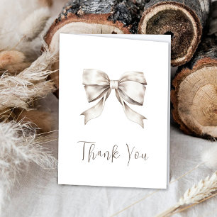 White Bow Ribbon Vintage Baby Shower Thank You Card