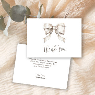 White Bow Ribbon Vintage Baby Shower Thank You Card