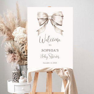 White Bow Ribbon Vintage Baby Shower Welcome Foam Board