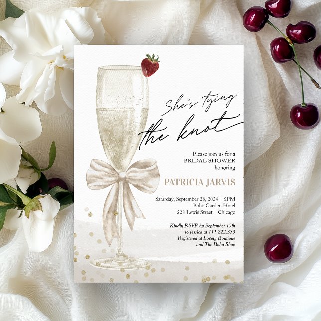 White Bow She's Tying the Knot Bridal Shower Invitation (Creator Uploaded)