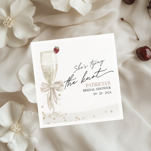 White Bow She's Tying the Knot Bridal Shower Napkins (Creator Uploaded)