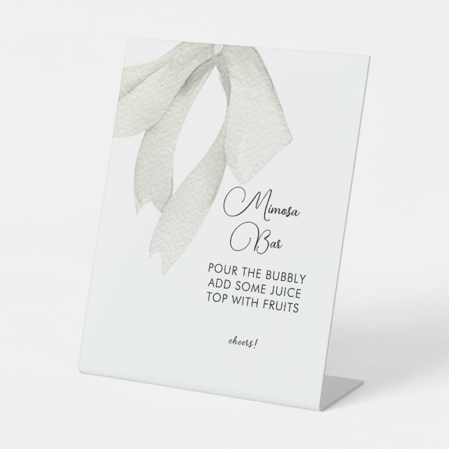 White Bow She's Tying the Knot Mimosa Bar Sign (Front)