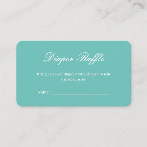 White Bow Teal Blue Baby Shower Diaper Raffle Enclosure Card