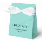White Bow Teal Blue Bridal Shower Favor Box