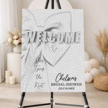 White Bow Vintage Style Bridal Shower Welcome Sign