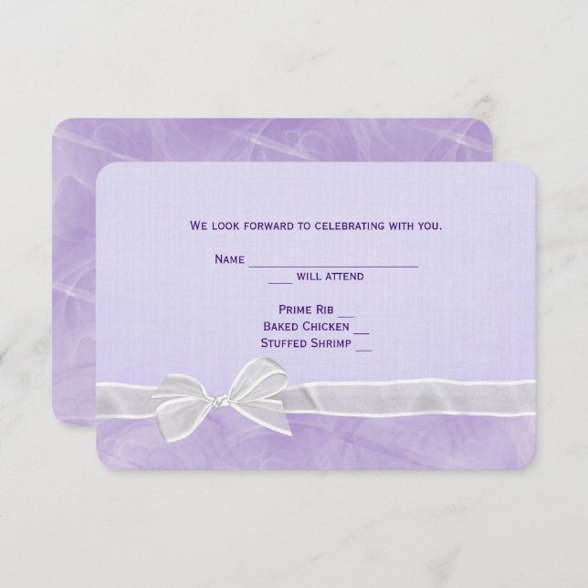 White Bow Wedding RSVP Invitation (Front/Back)