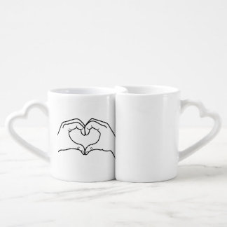 White Bowl with Heart Coffee Mug Set