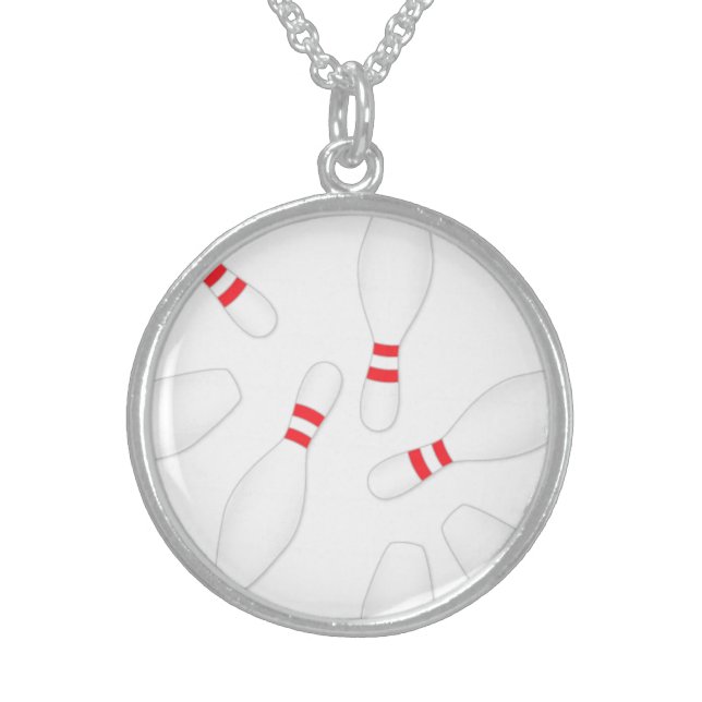white bowling pins jewelry necklace (Front)